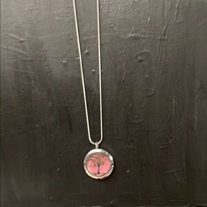 Silver and Pink Minimalist Pendant Necklace